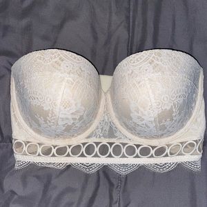 VS ivory lace strapless bra